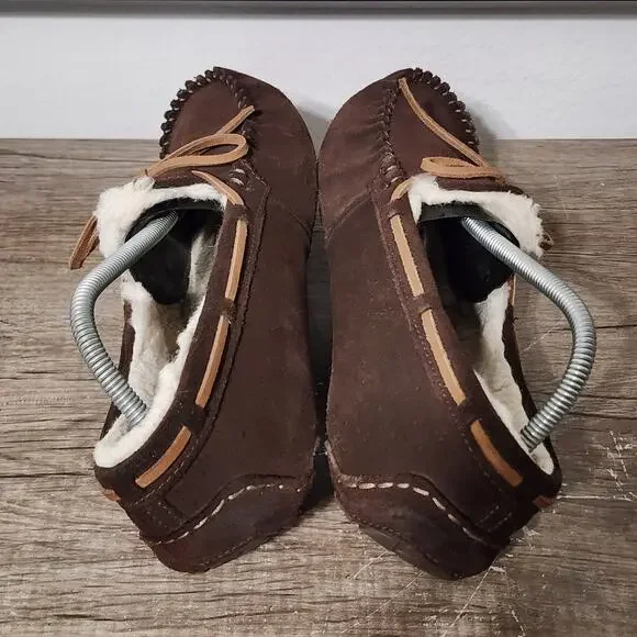 UGG Olsen Men's Suede Shearling Lined Moccasin Slippers Shoes Size 10 Brown - Picture 5 of 9